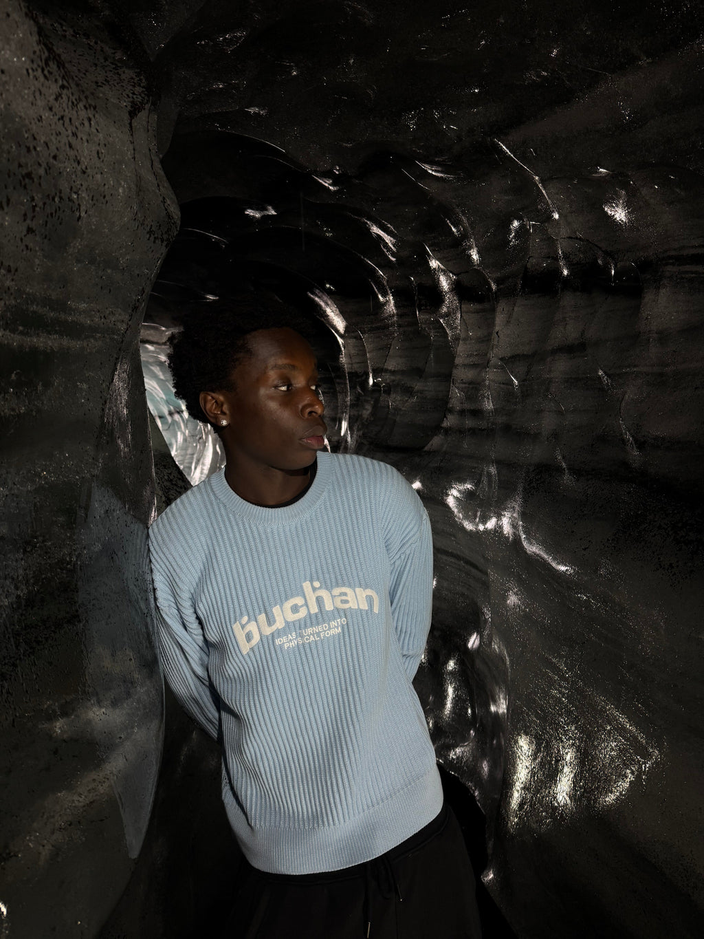 Ribbed Knit Sweater - Ice Blue