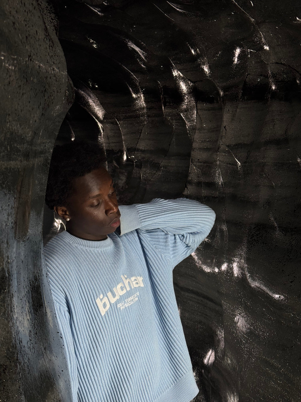 Ribbed Knit Sweater - Ice Blue