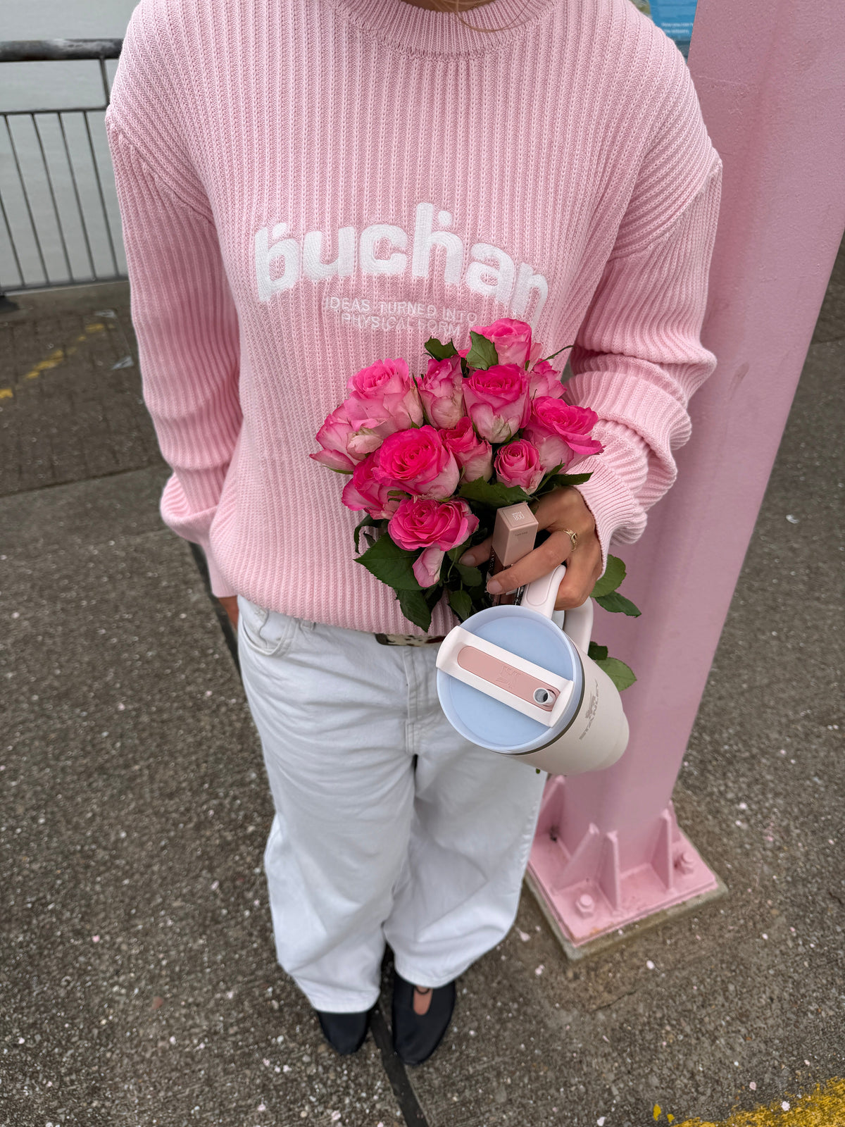 Ribbed Knit Sweater - Pink