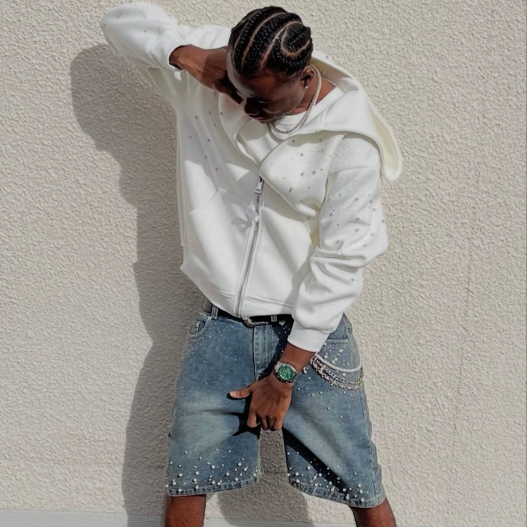 VYBES Rhinestone Galaxy Zip Up