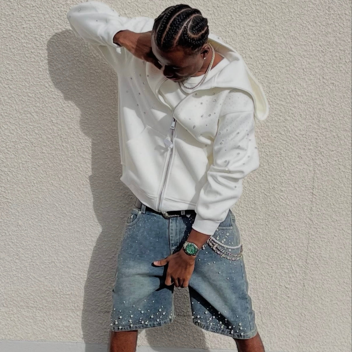 VYBES Rhinestone Galaxy Zip Up