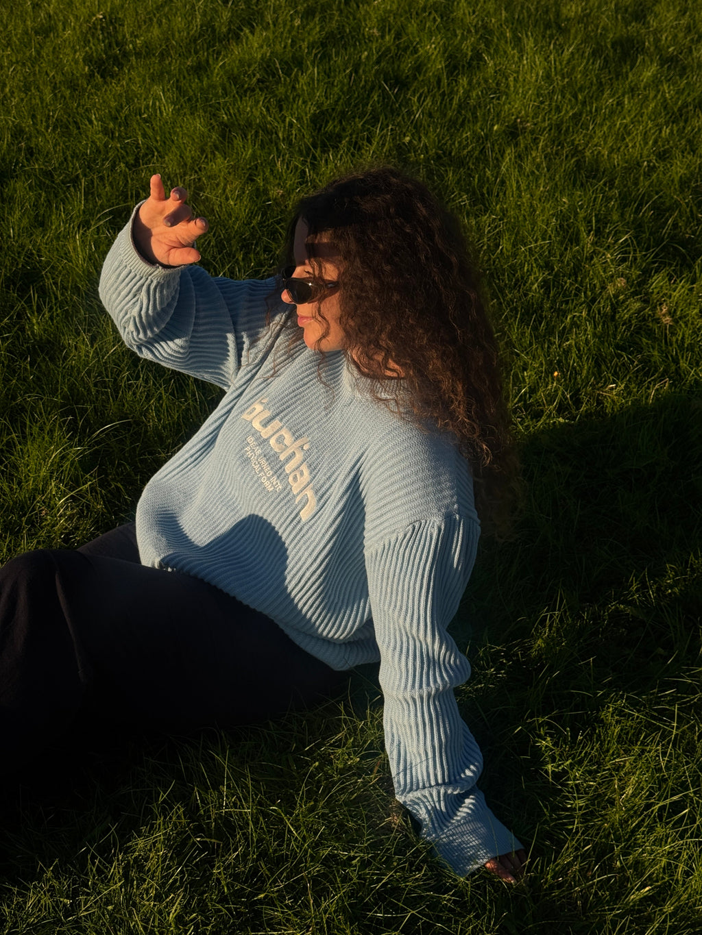 Ribbed Knit Sweater - Ice Blue