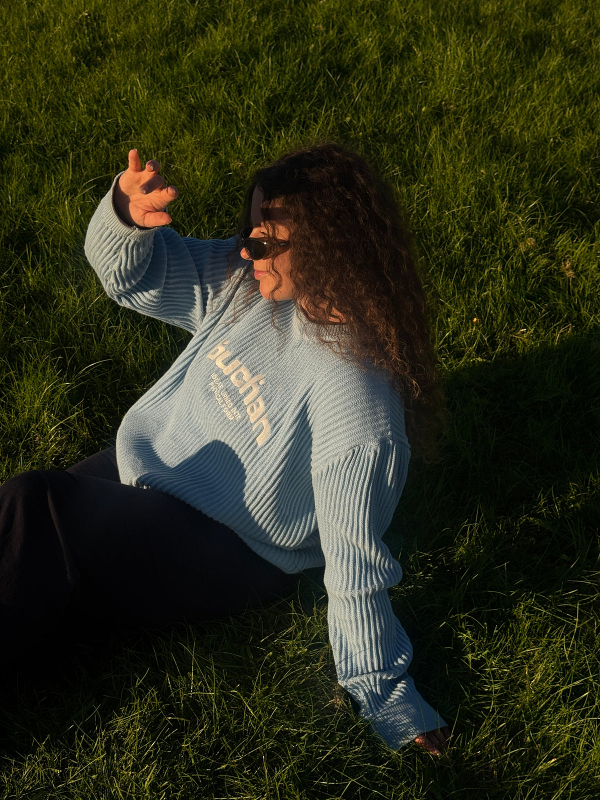 Ribbed Knit Sweater - Ice Blue