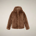 Girls' Reversible Faux Fur Coat Akiko in Noisette Brown