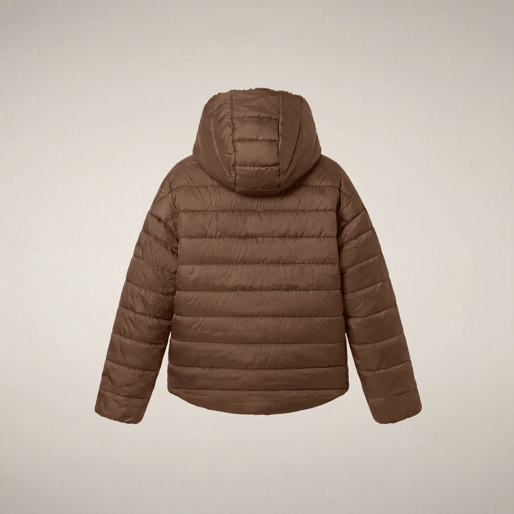 Girls' Reversible Faux Fur Coat Akiko in Noisette Brown