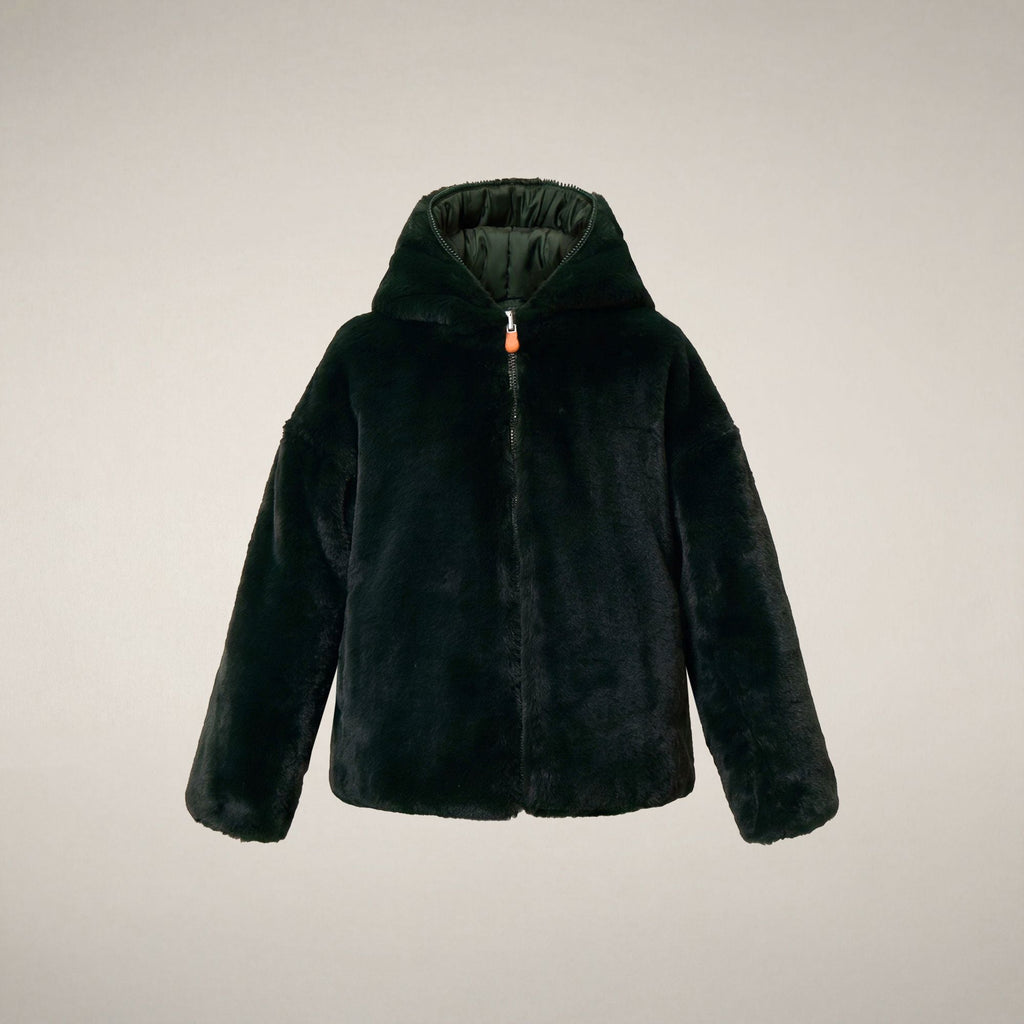 Manteau réversible en fausse fourrure Akiko vert Nori pour fille