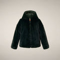 Manteau réversible en fausse fourrure Akiko vert Nori pour fille