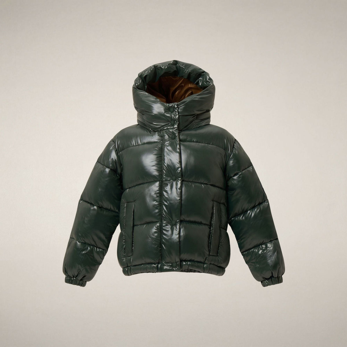 Girls' Cropped Puffer Jacket Uma in Nori Green