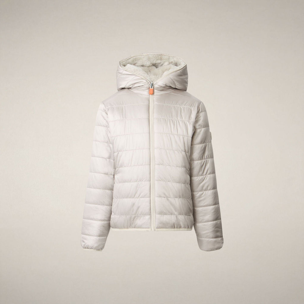 Girls' Reversible Faux Fur Jacket Chloe in Rainy Beige