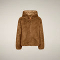 Girls' Reversible Faux Fur Jacket Chloe in Noisette Brown
