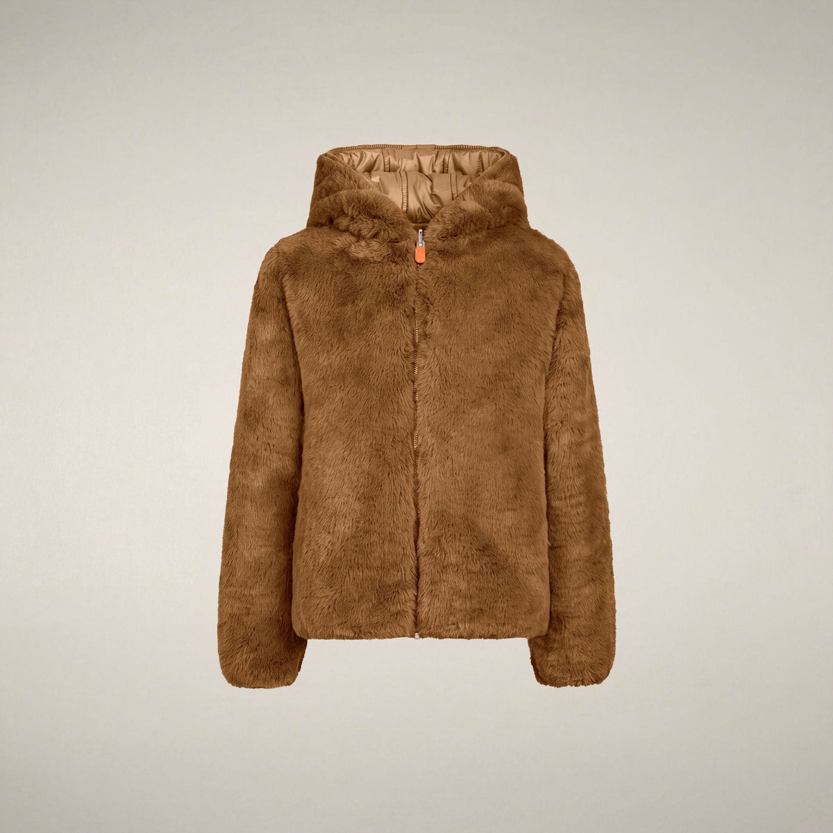 Girls' Reversible Faux Fur Jacket Chloe in Noisette Brown
