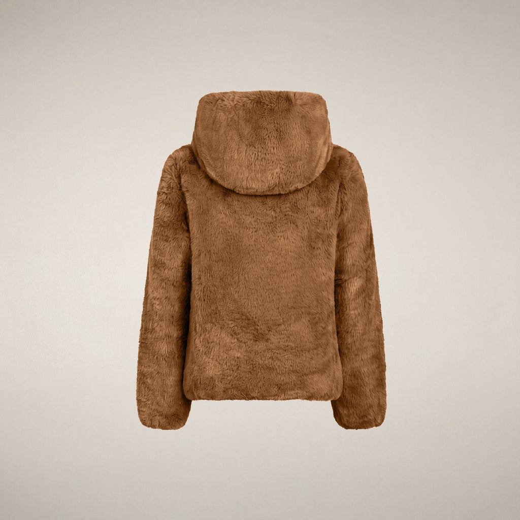 Girls' Reversible Faux Fur Jacket Chloe in Noisette Brown