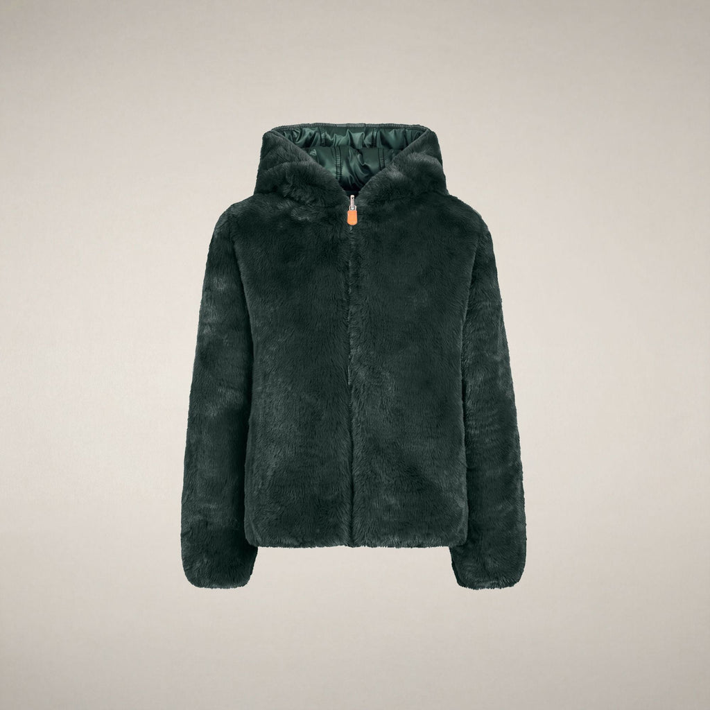 Girls' Reversible Faux Fur Jacket Chloe in Nori Green