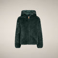 Girls' Reversible Faux Fur Jacket Chloe in Nori Green