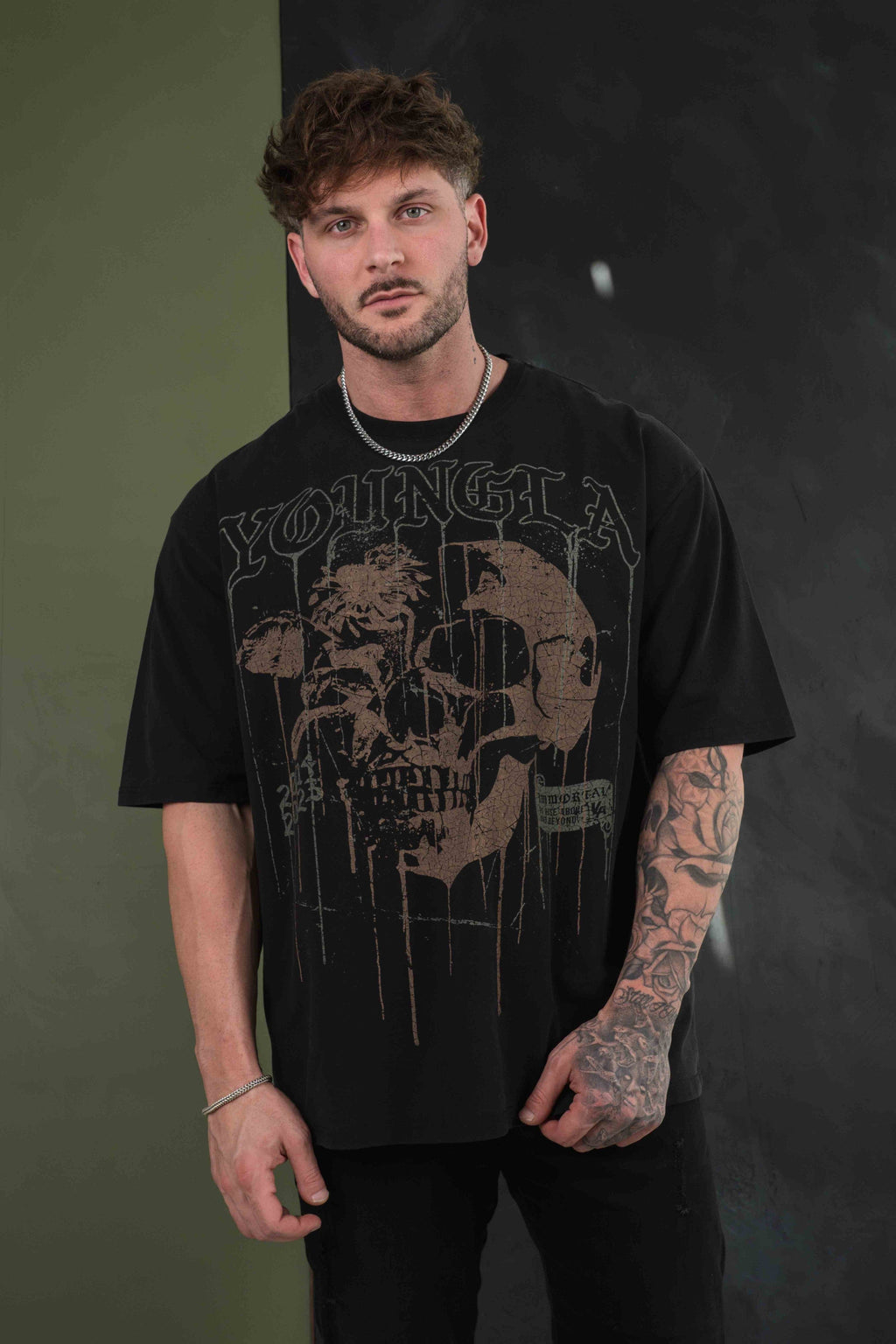 4116 - T-shirts tête de mort florale