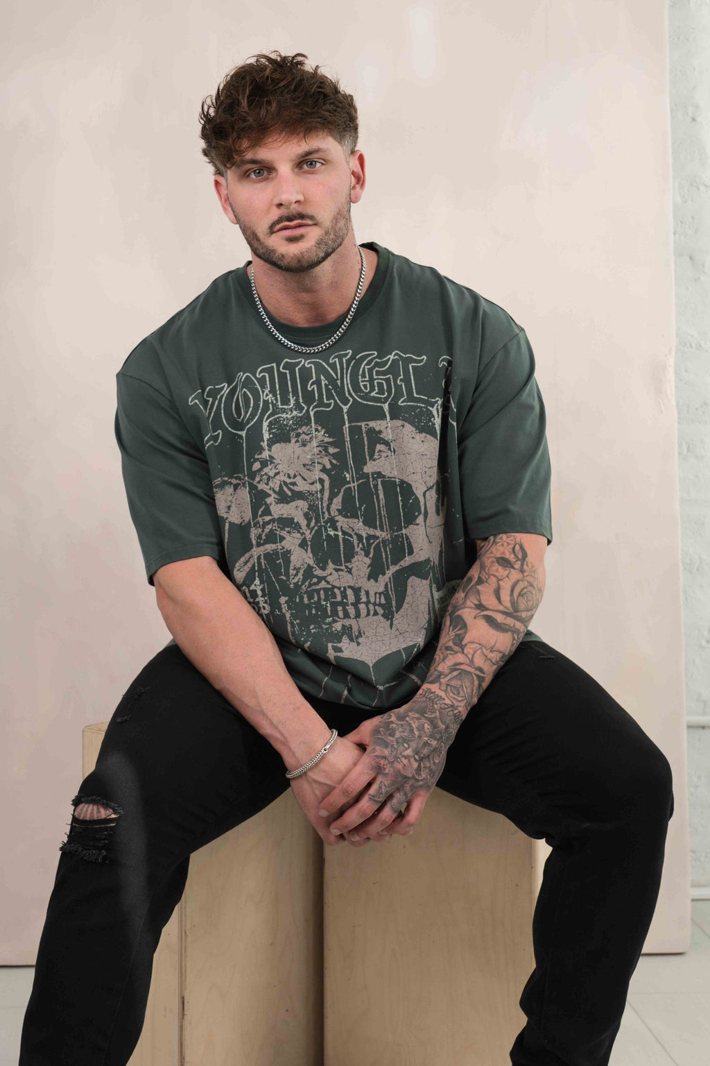 4116 - T-shirts tête de mort florale