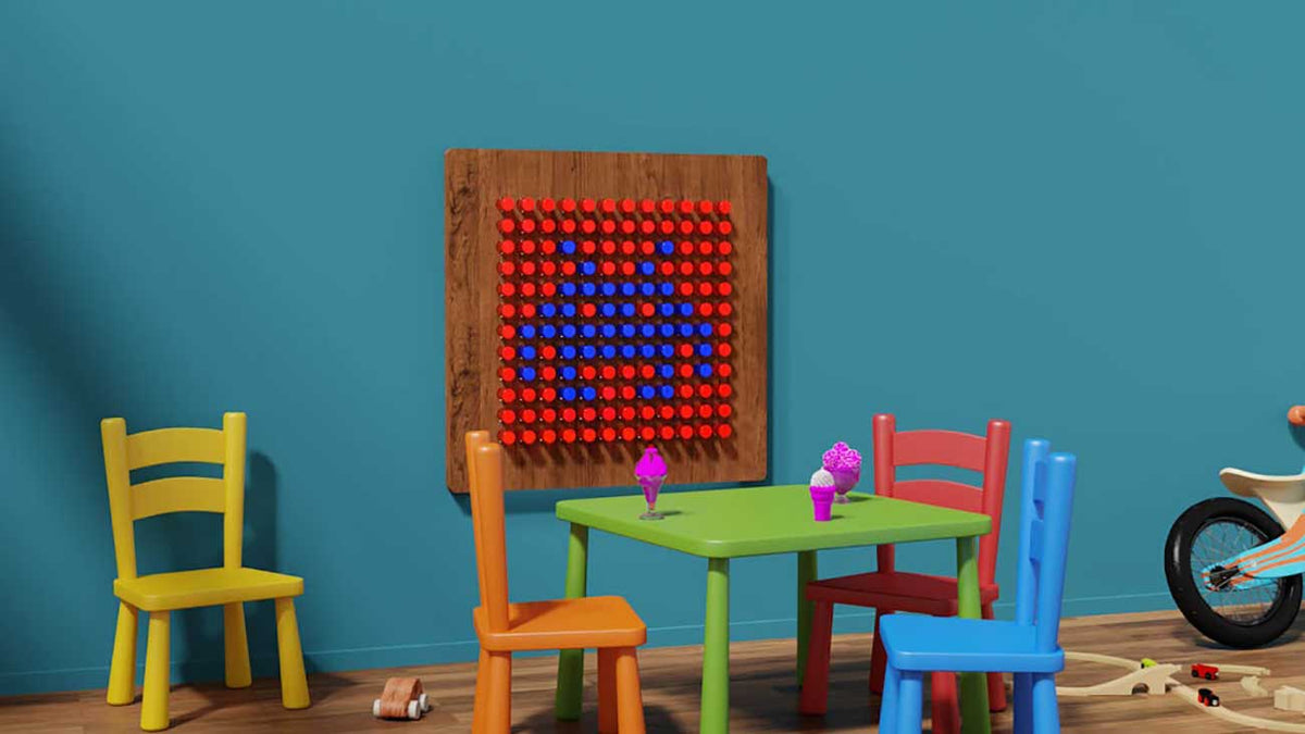 LiteZilla Mini 2.2' Wide x 2.2' Tall Darkwood Interactive Art Wall - LZ-MINI-DF - image 2