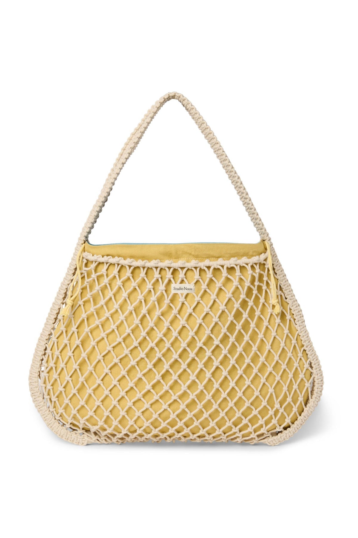 Blue-Yellow Reversible Insert | Natural Macramé Mom Bag with