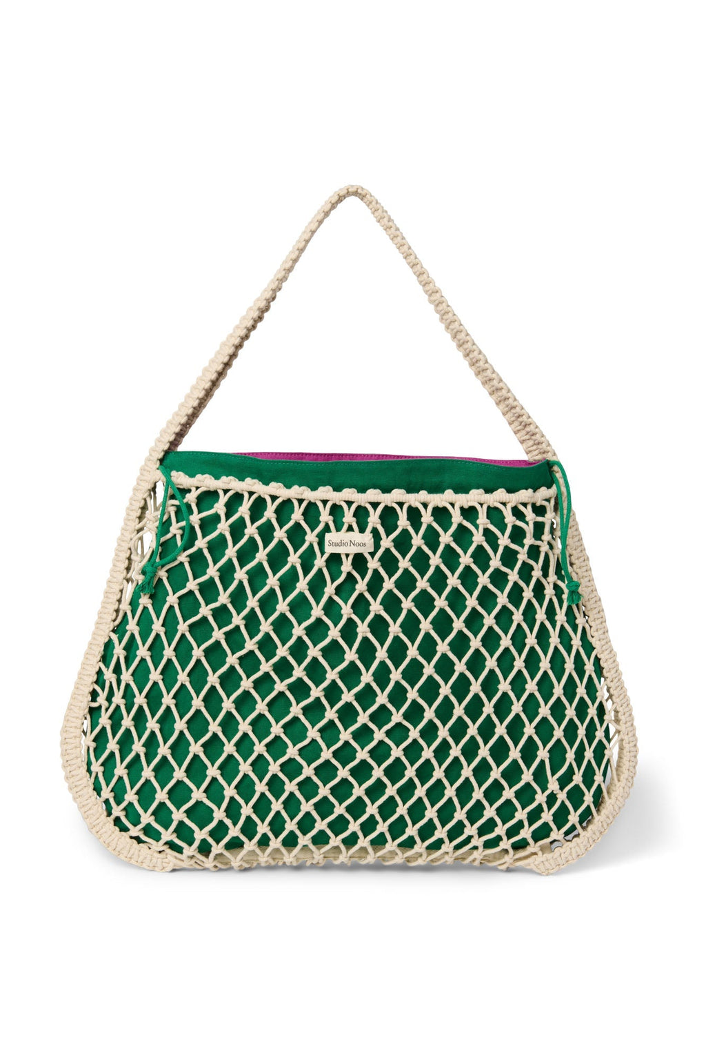 Lila-Grün Wendeeinsatz | Natürliche Makramee Mom Bag mit