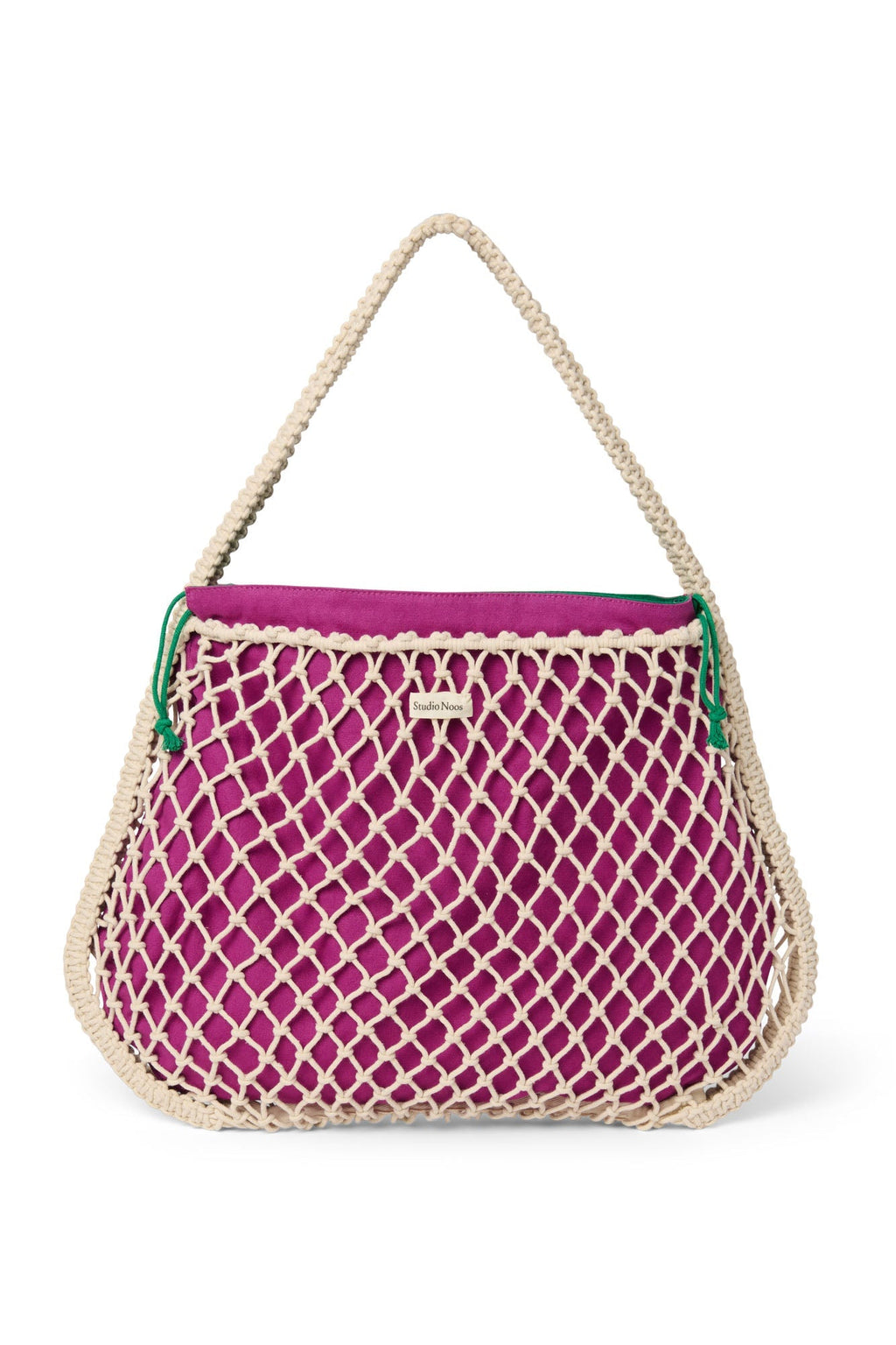 Lila-Grün Wendeeinsatz | Natürliche Makramee Mom Bag mit