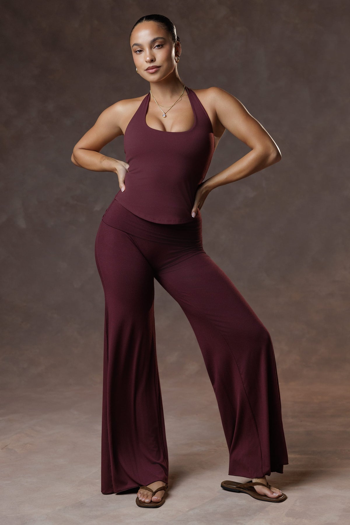W2380 - Pantalon cache-cœur uni - Court