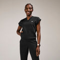 Mira Banded Scrub Top - Black