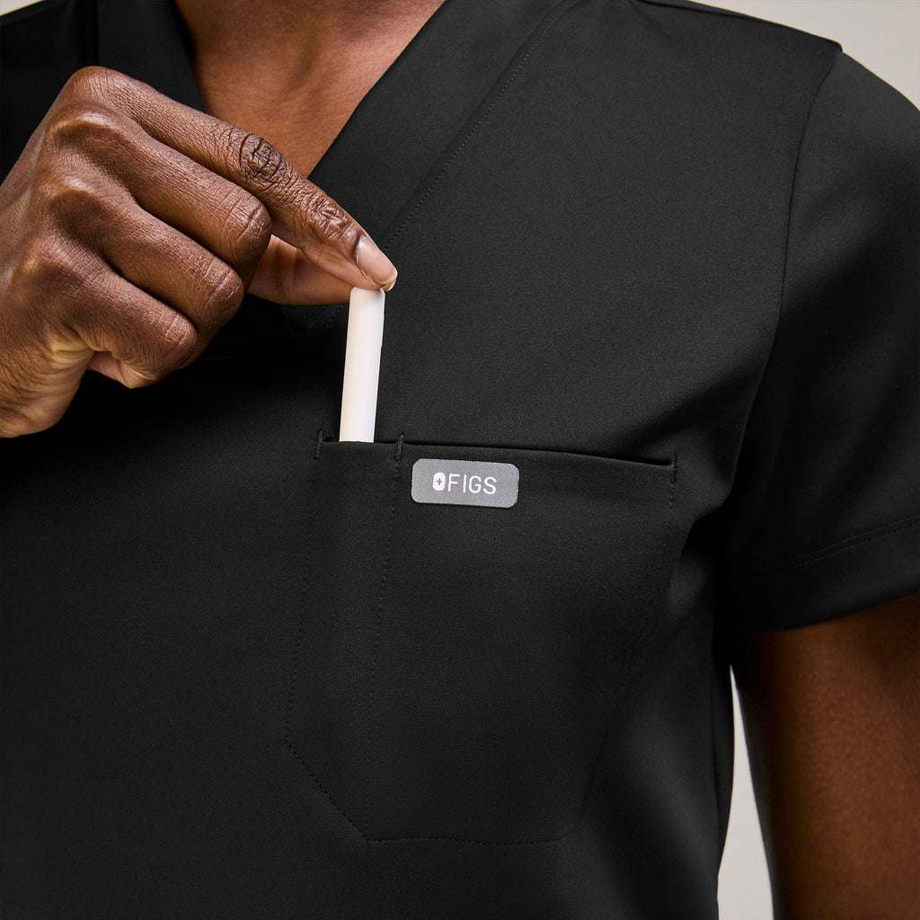 Sona Slim Scrub Top - Black