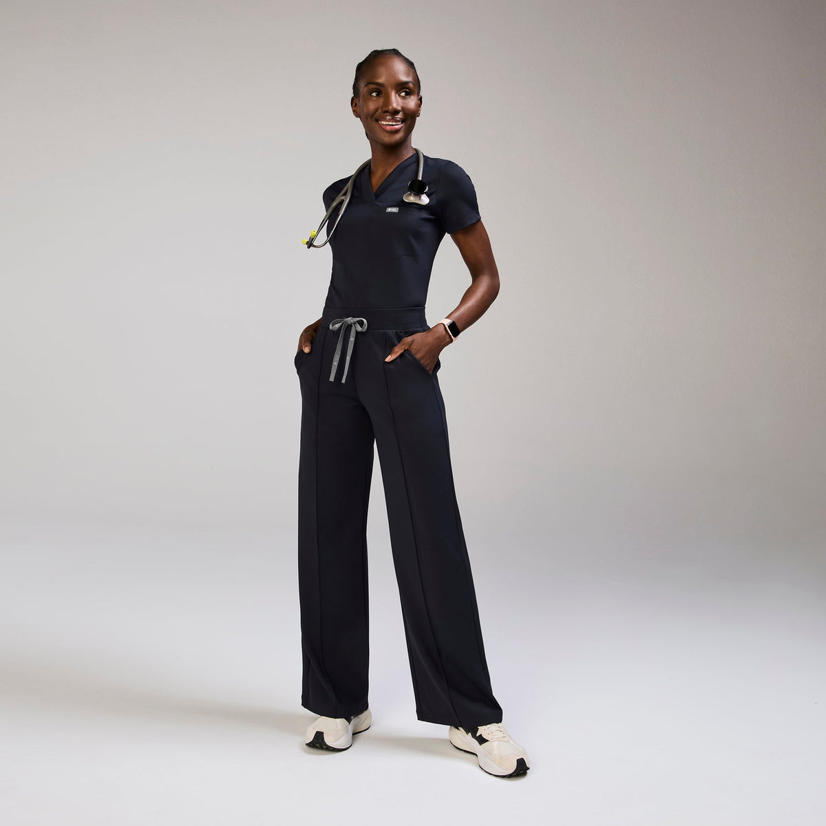 Salina High-Rise Wide-Leg Scrub Pant - Navy