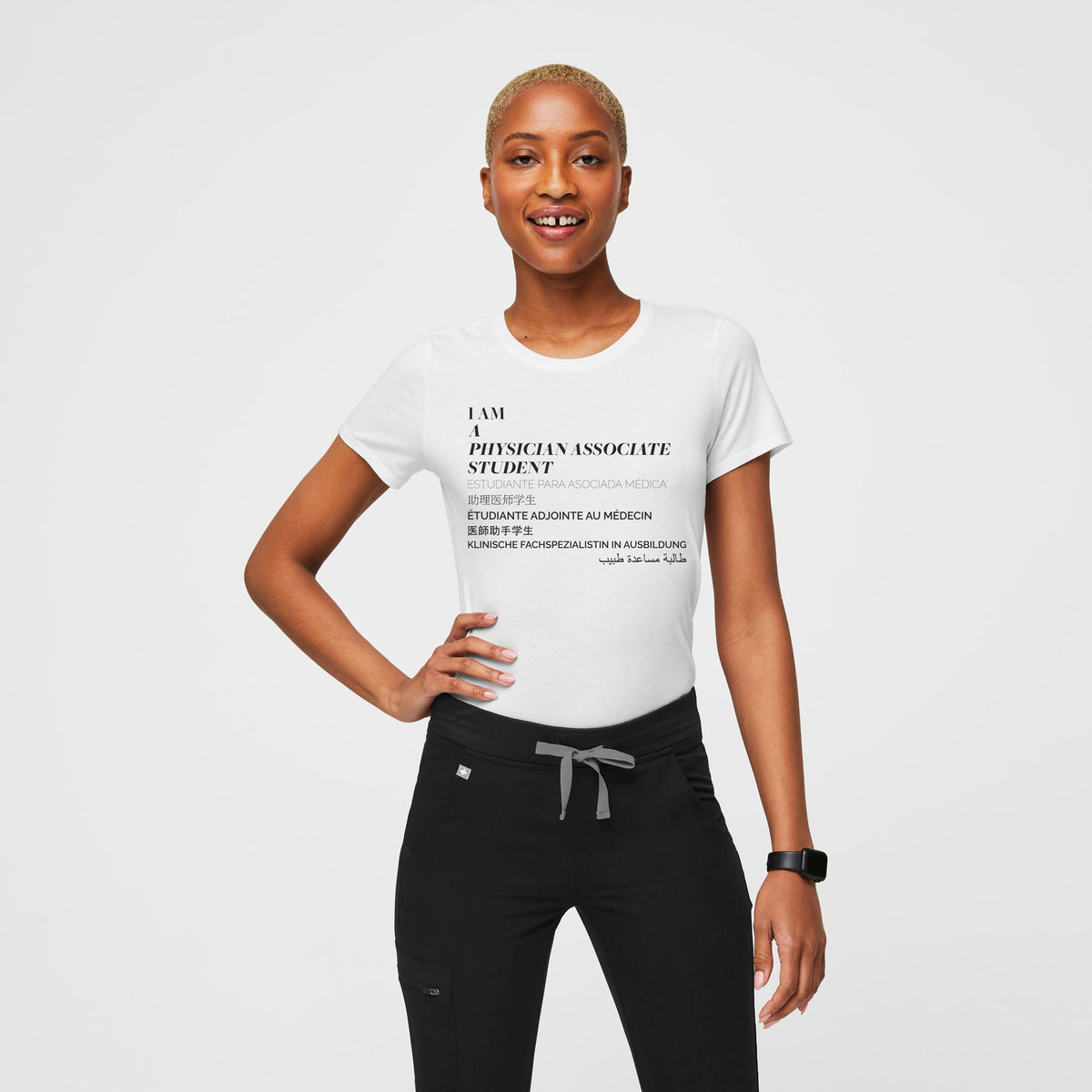 Physician Associate Student Short-Sleeve Underscrub - White