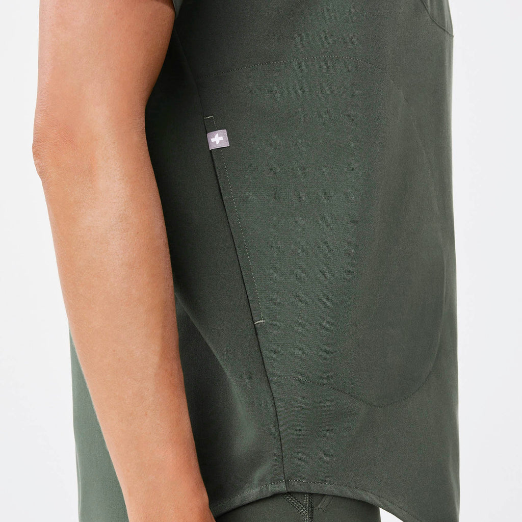 Halle V-Neck Tunic Scrub Top - Moss