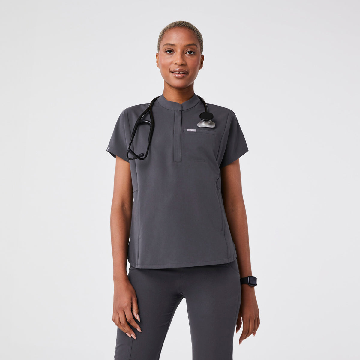 Montex Relaxed Scrub Top - Charcoal