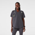 Halle V-Neck Tunic Scrub Top - Charcoal