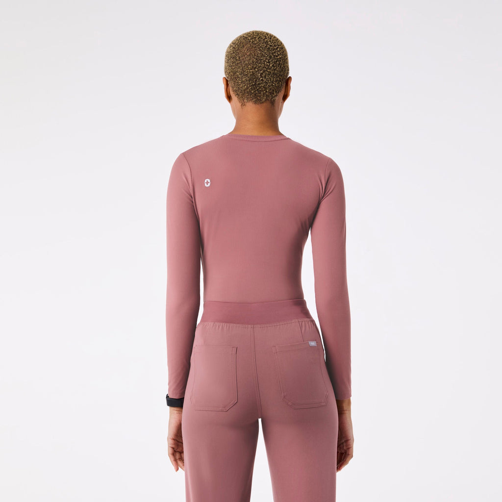 Palmer Ribbed Long-Sleeve Underscrub - Mauve