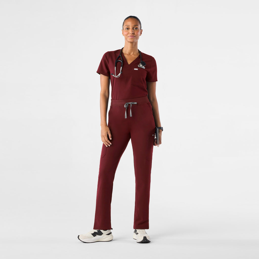 Yola High-Rise Slim Scrub Pant™ - Burgundy
