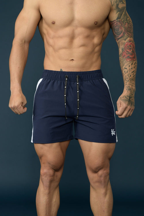 101 Bodybuilding Short Shorts - Navy/White / Small