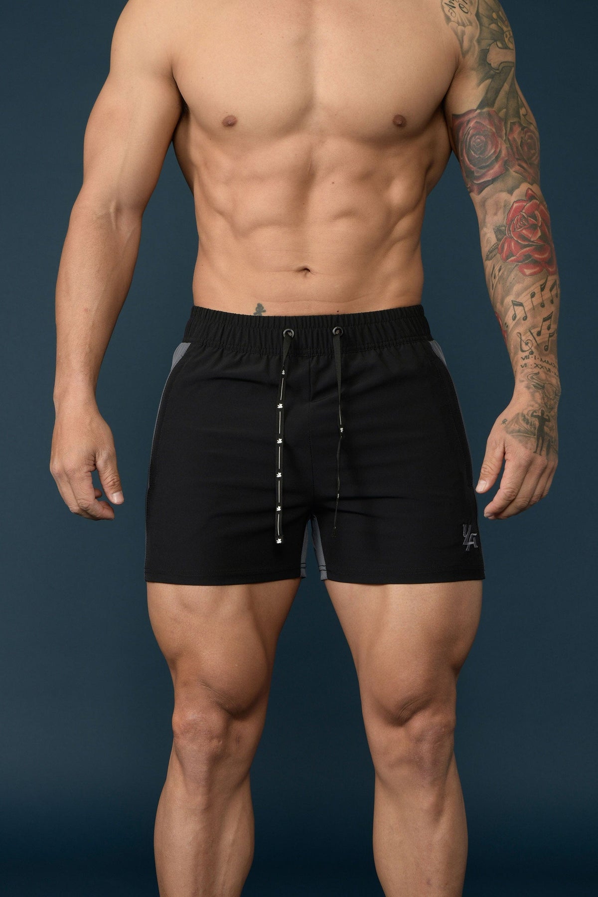101 Bodybuilding Short Shorts - Black/Gray / Small