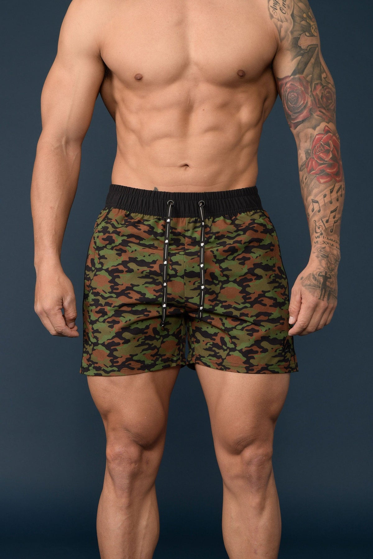 101 Bodybuilding Short Shorts - Camo Green / Small