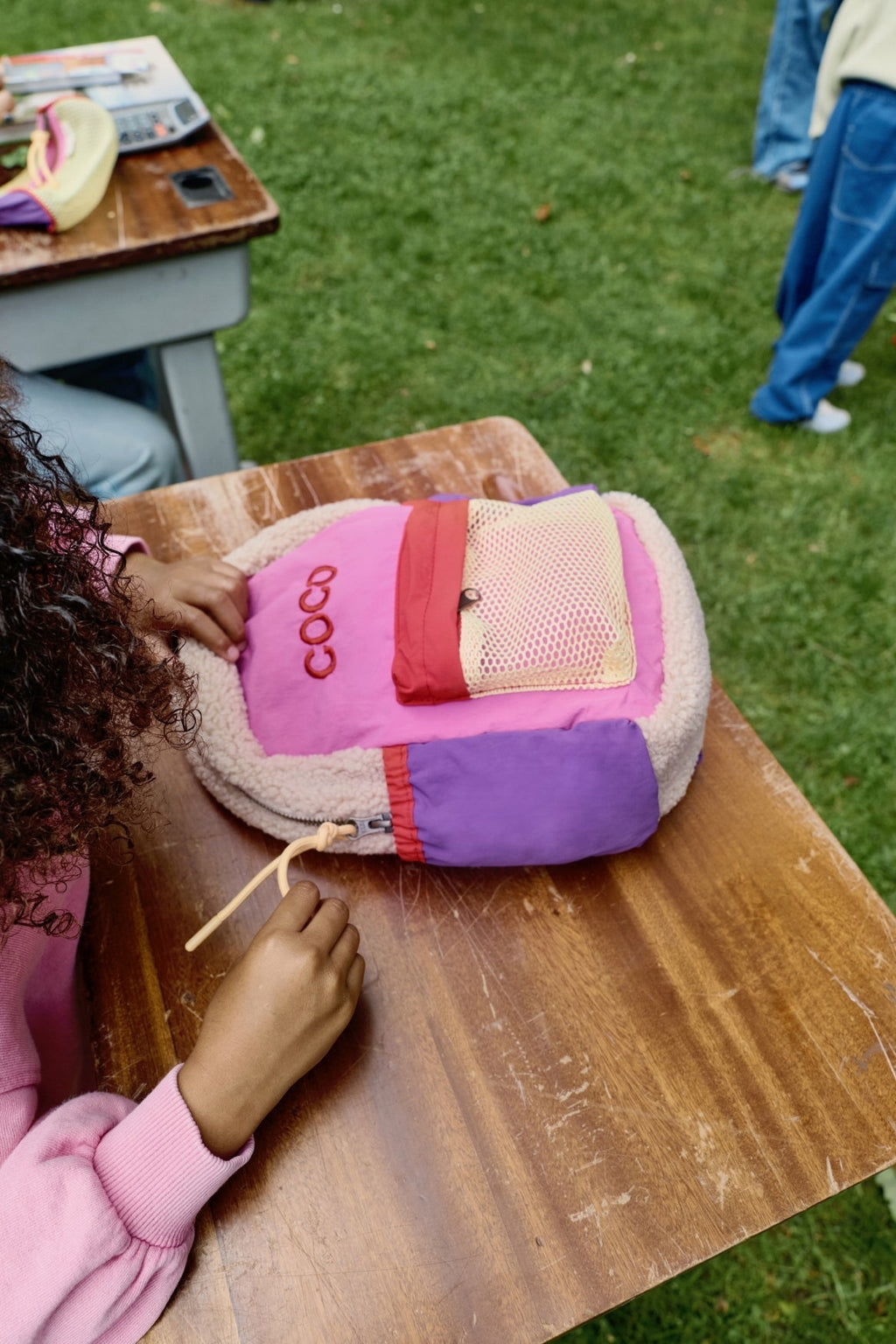 Patchwork-Mini-Rucksack | Leuchtend Pink