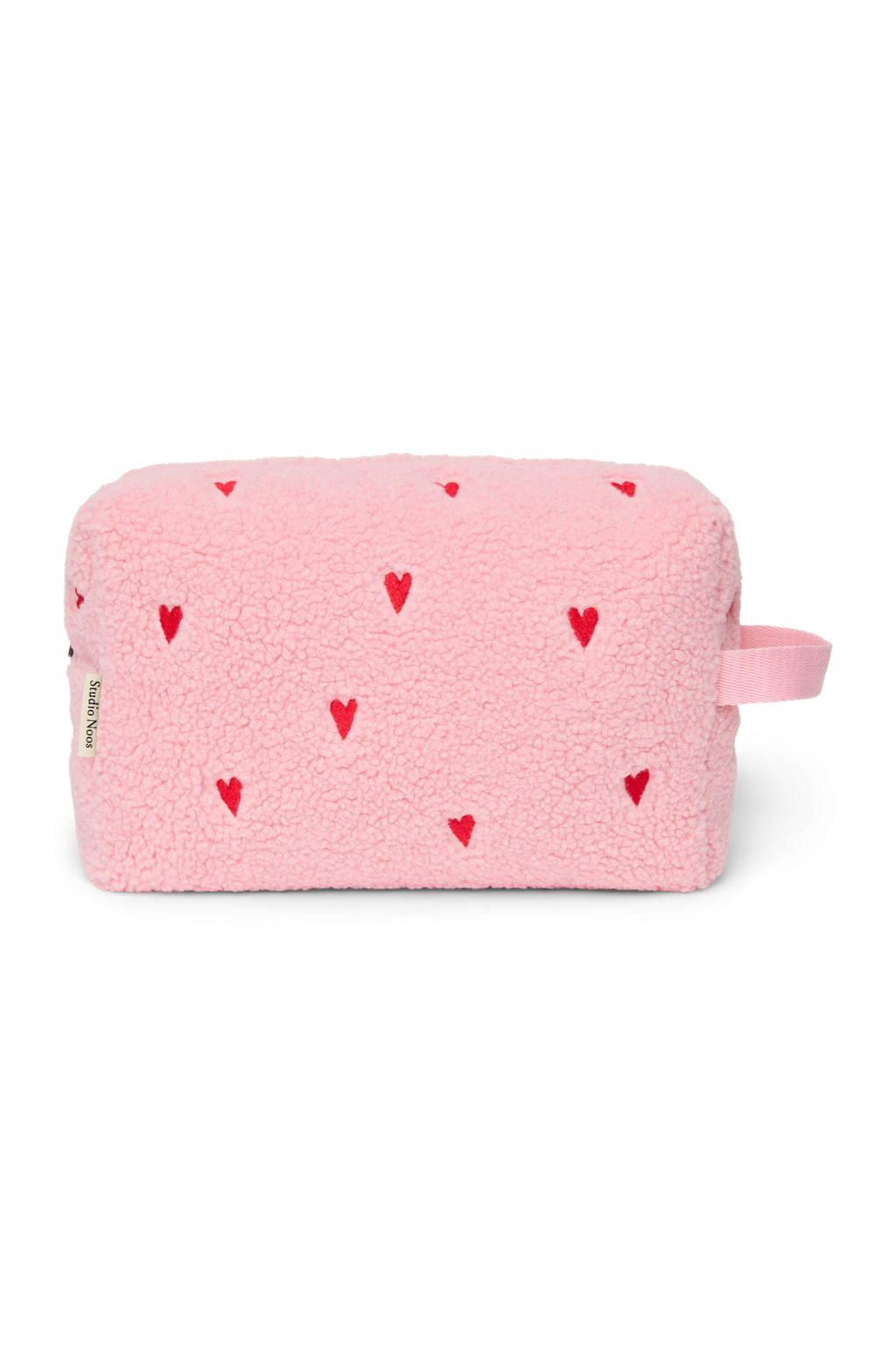 Teddy Waschtasche | Hellrosa Herzen