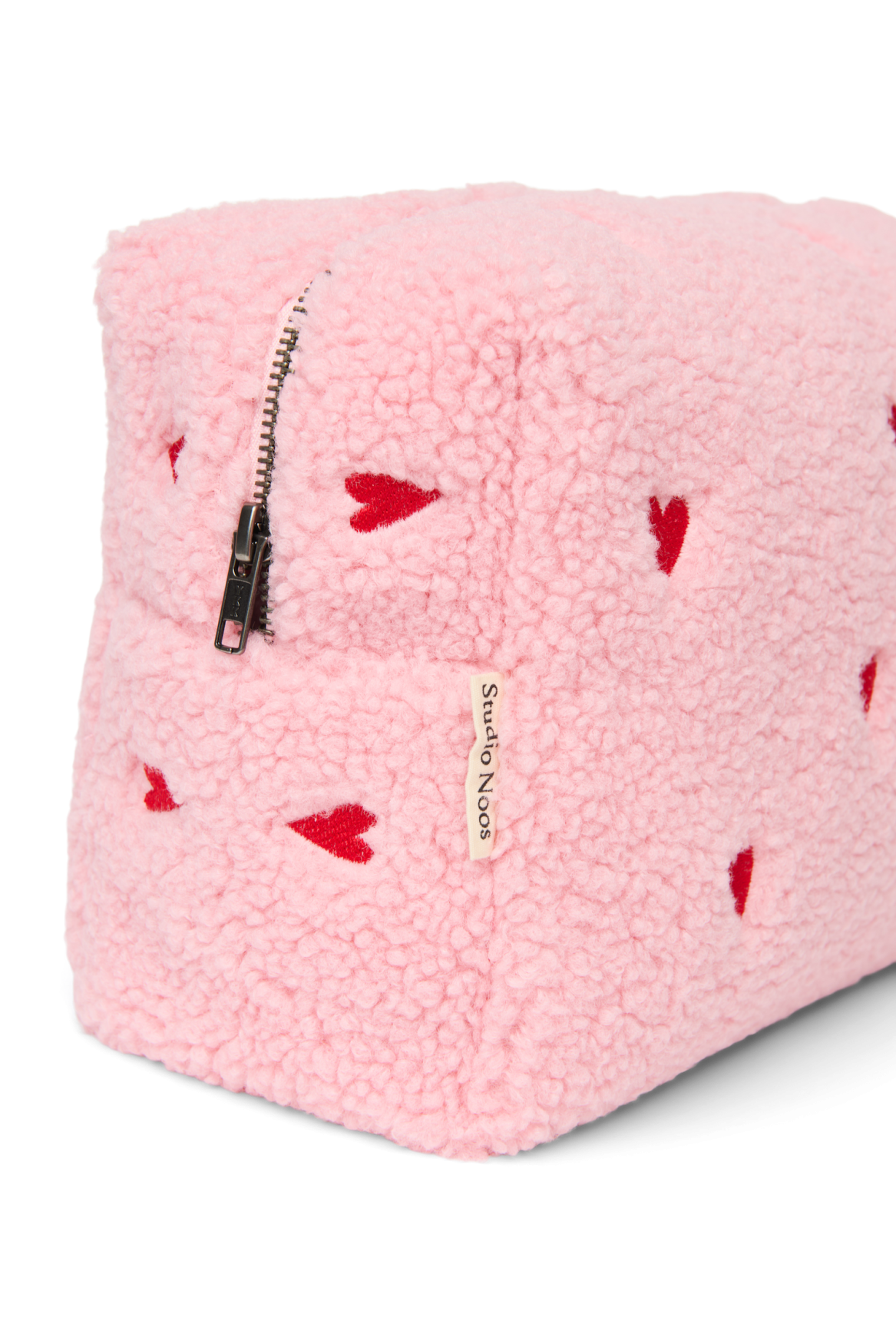 Teddy Waschtasche | Hellrosa Herzen
