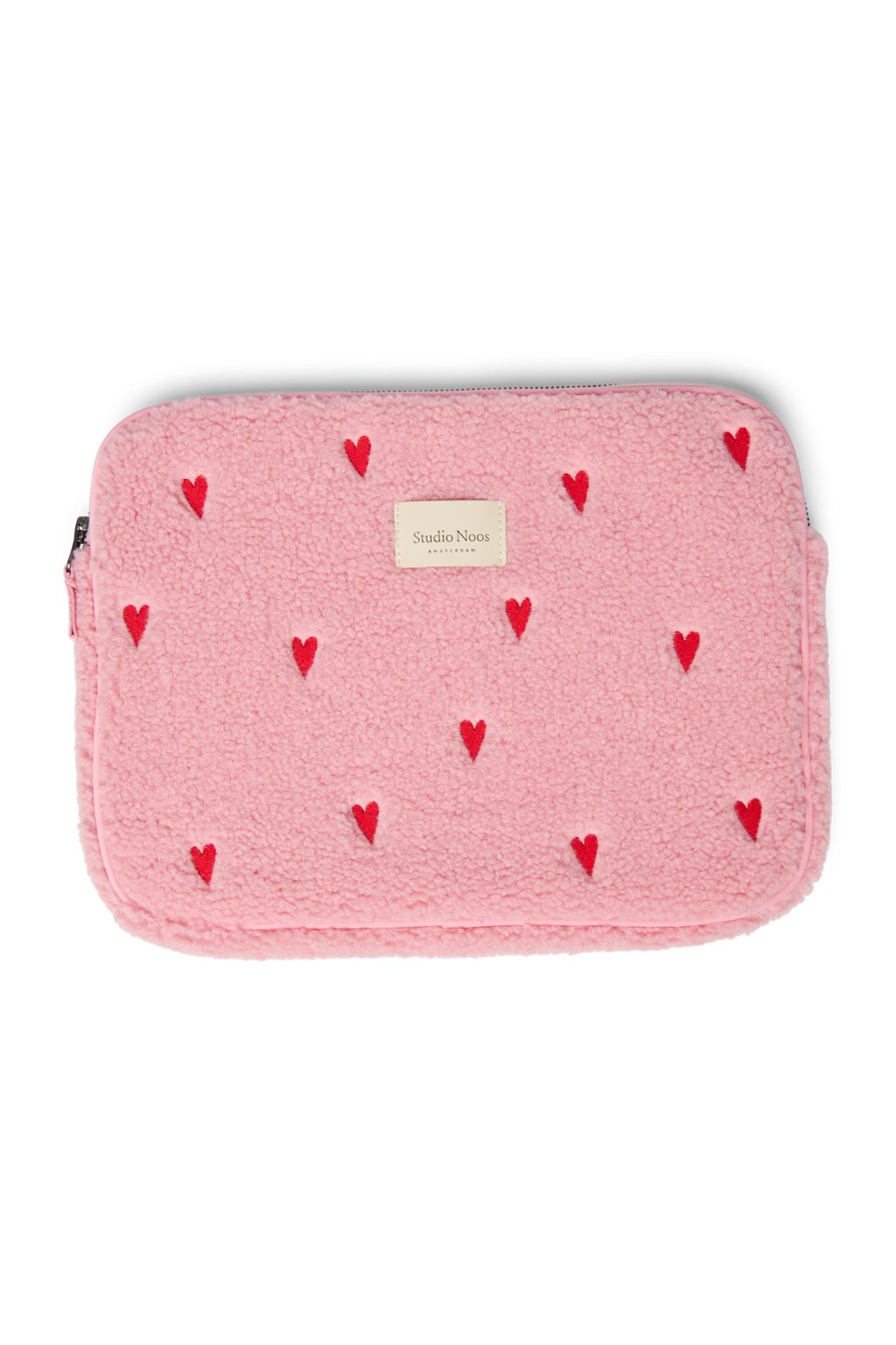Teddy Laptophoes 13 inch | Lichtroze hartjes
