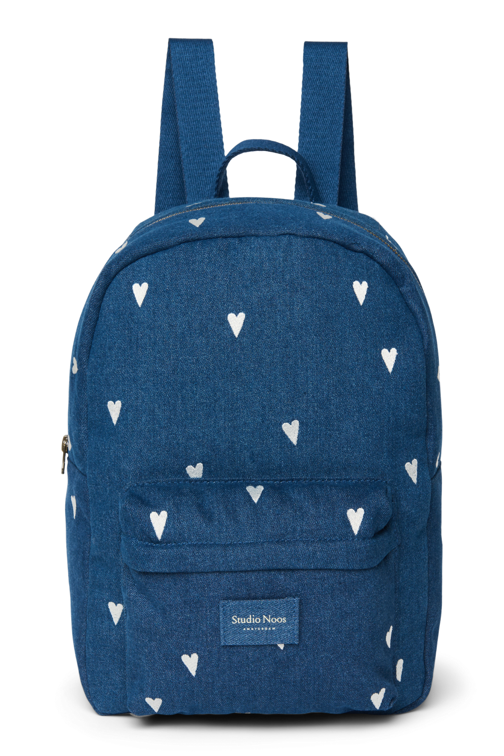 Denim Midi Rugzak | Donkerblauwe Witte Hartjes