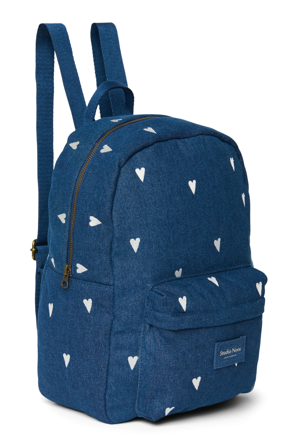 Denim Midi Rugzak | Donkerblauwe Witte Hartjes