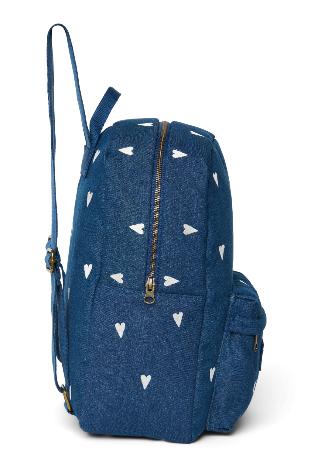 Denim Midi Rugzak | Donkerblauwe Witte Hartjes