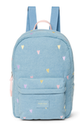 Denim-Rucksack Midi | Hellblaue Herzen