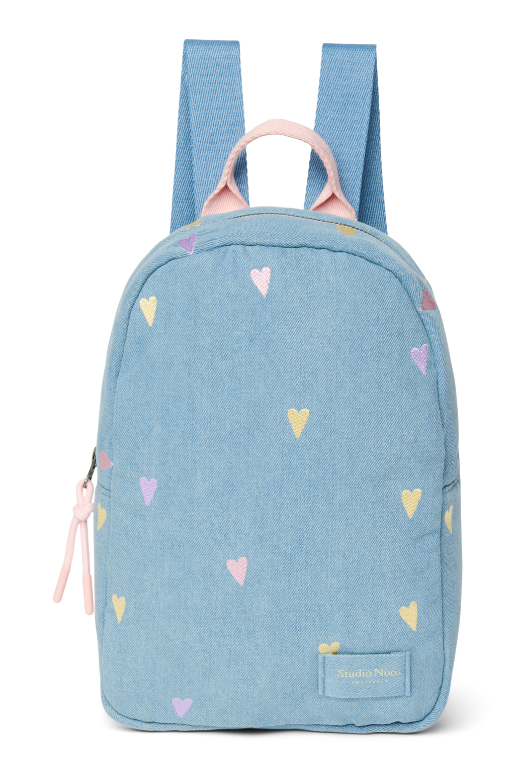 Denim-Mini-Rucksack | Hellblaue Herzen