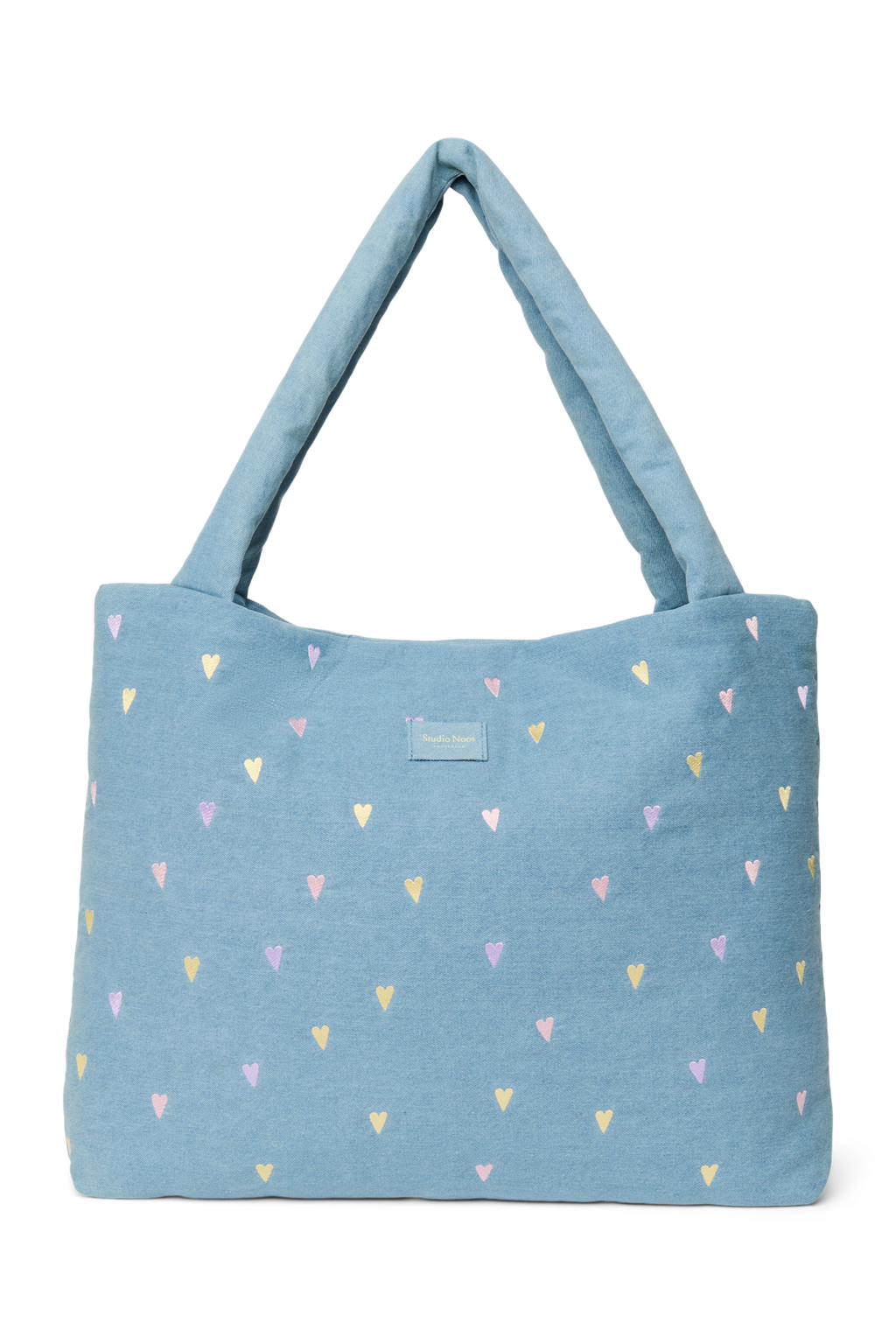Denim Mom Bag | Lichtblauwe hartjes
