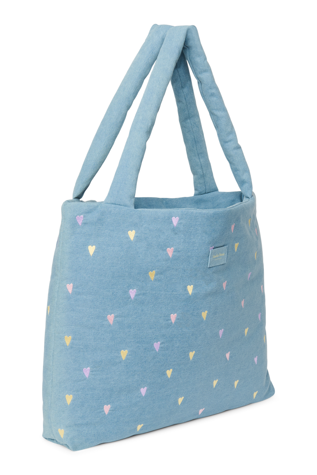 Denim Mom Bag | Lichtblauwe hartjes