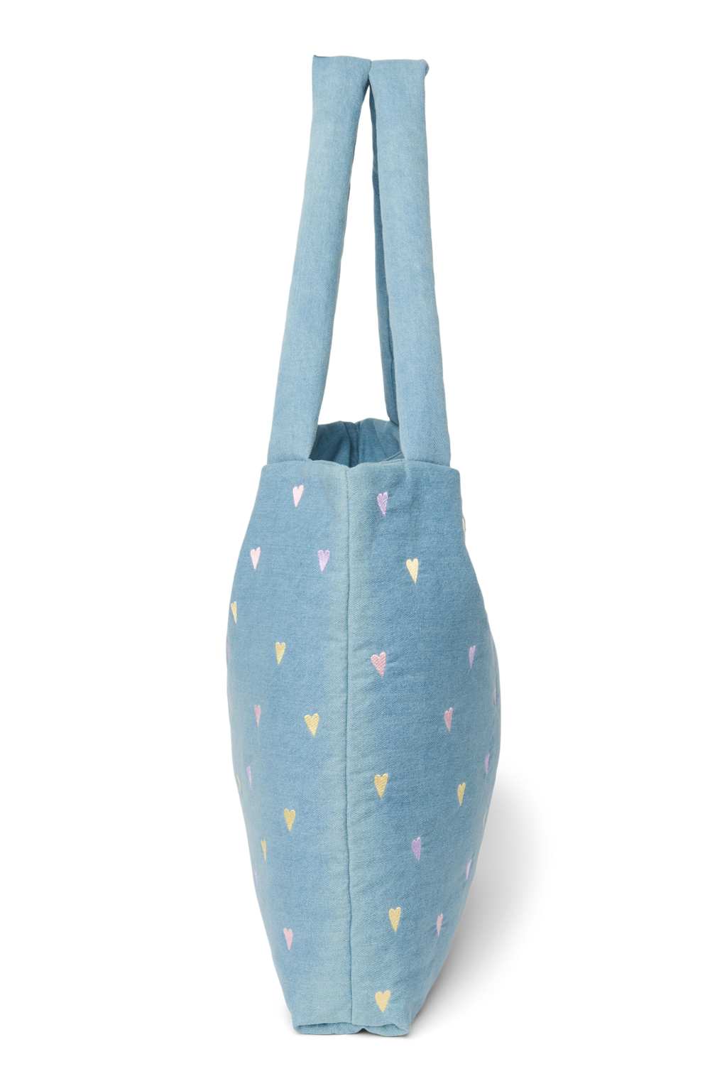 Denim Mom Bag | Lichtblauwe hartjes