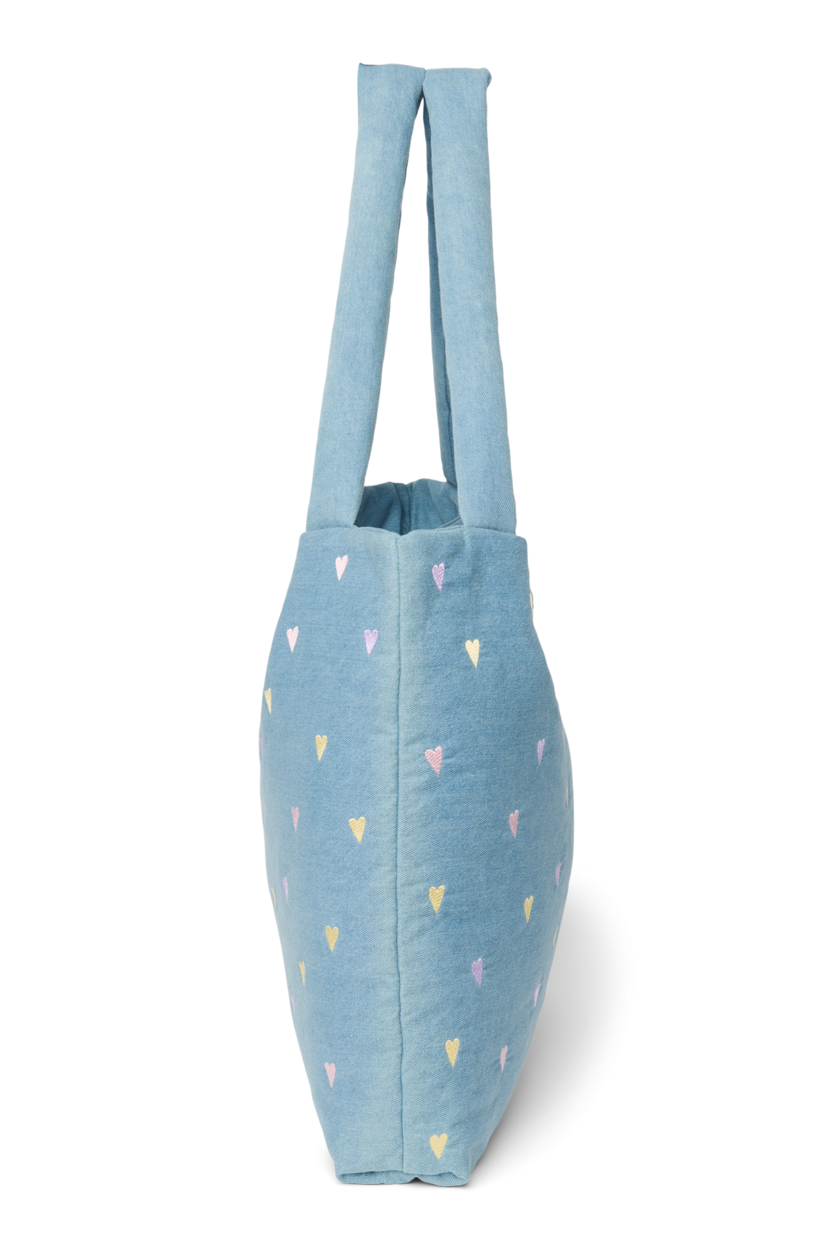 Denim Mom Bag | Lichtblauwe hartjes